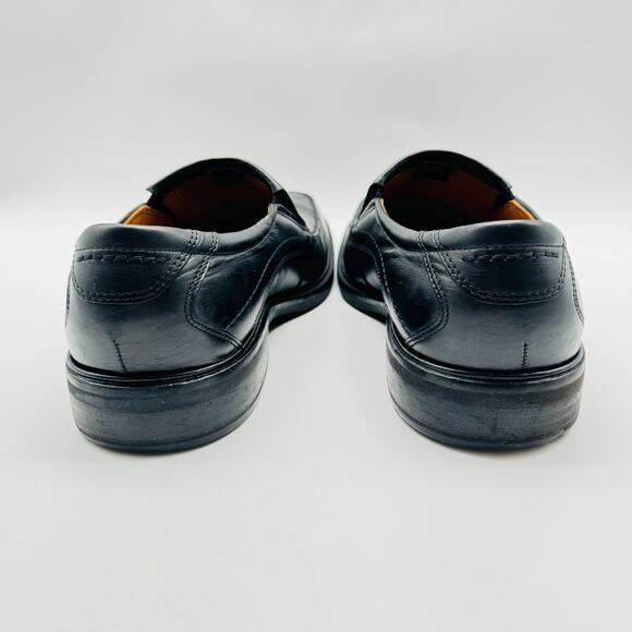 Ecco Shoes Mens EU 47 US 13 Black Leather Driving Loafers Slip On Casual Comfort - Picture 7 of 13